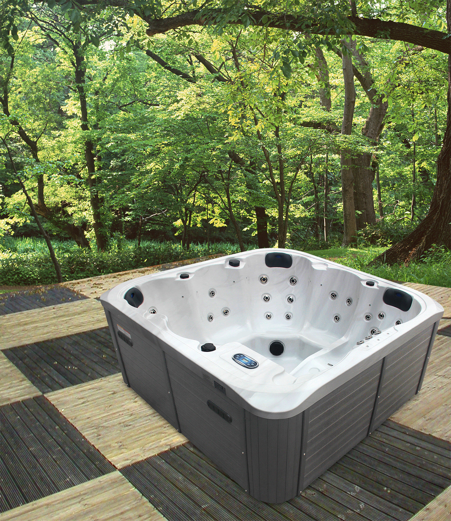 Freeport Park® Karg 54 - Jet Acrylic Rectangular Hot Tub in Gray